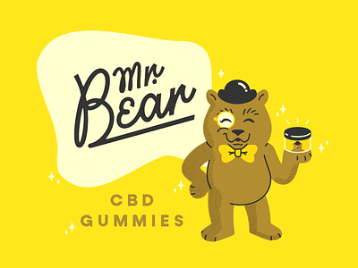 Mr. Bear CBD — Classic Mascot bear branding candy cannabis cbd character classic gummie bear gummies illustration lowpro mascot vintage