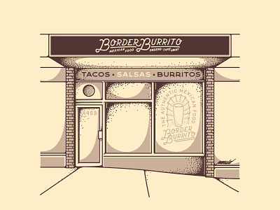 Facade Series 4 - Border Burrito apparel burrito food graphic identity illustration lowpro mexican oldschool rough screenprint taco