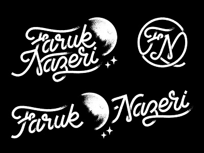 Faruk Q Nazeri blackwork branding grain graphics handmade identity lettering logo lowpro moon noise type