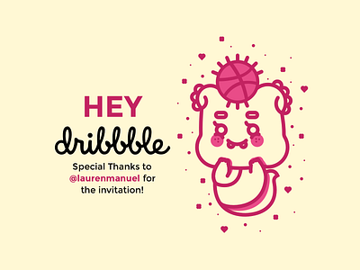 Hey Dribbble! character debut dribbble first shot illustration vector