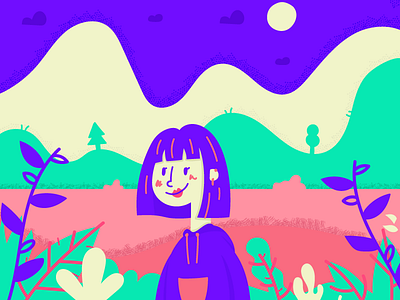 Enjoying nature character debut dribbble first shot forest illustration nature trees vector
