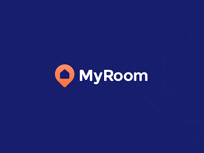 MyRoom logo for service of reservation accomodations accomodation airbnb bnb design logo mark rental reservation room room booking service vector