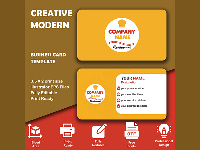 Modern Restaurant Business Card Template