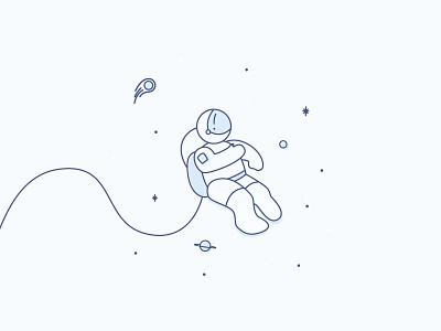 Chillin' in Space blue cosmic cosmonaut cosmos galaxy illustration line lost planet space stars vector