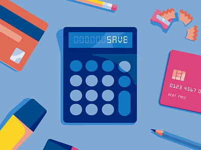 Savings Goals calculator digital illustration saving vector