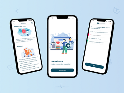 First Aid App create account digital art first aid get started graphic design health illustration logo mobile app sign up ui ux