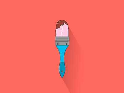 Flat chocolate tongue paint brush