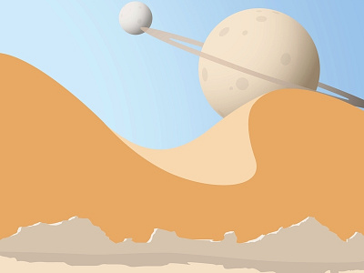 Desert dunes with planets art desert design dune illustration landscape planet rings sand space