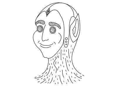 Elf face avatar in line style acid art avatar character design elf face head illustration line smile warrior