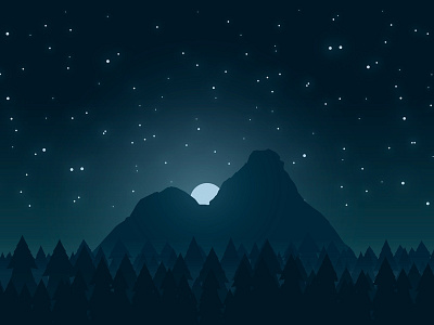 Dark moonlight night landscape