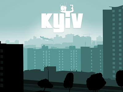 Silhouette landscape buildings city kyiv landscape monochrome silhouette ukraine