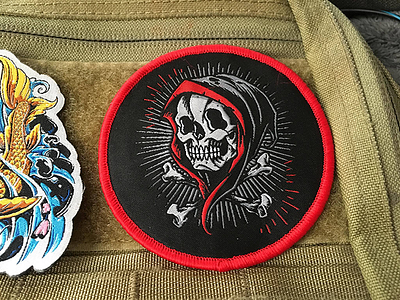 King of Death apparel badge death design emblem embroidery illustration patch reaper san francisco vector woven