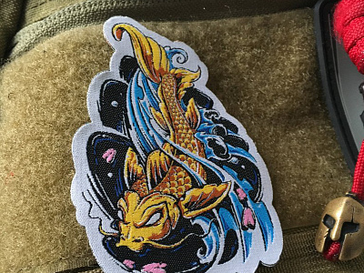 King Koi apparel badge embroidery fish illustration koi patch san francisco vector woven