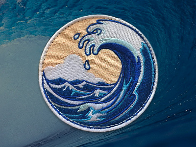 Tsunami apparel embroidery illustration patch product san francisco surf tidal wave tsunami vector wave