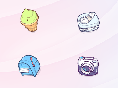 Cream, Metal, Glass camera cute ice cream icon illustration mailbox settings