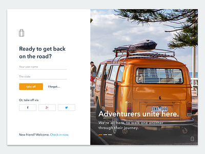 Daily UI challenge #01 — Log In daily ui daily ui 001 design log in sign in travel travel site ui