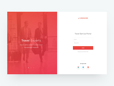 Travel Booking App — Login Page crescor login social travel ui ux website