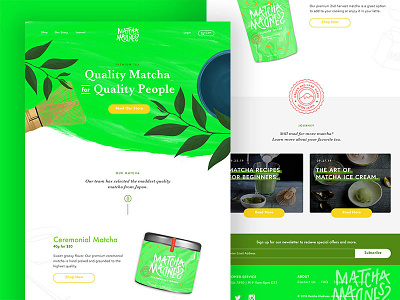 Matcha Madness illustration packaging web design