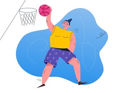 Basketballer girl color colors girl illustration people yellow