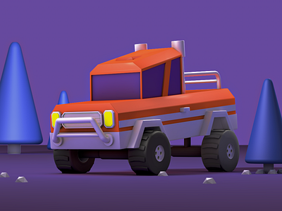 Cartoon SUV 3d design lowpoly modelling render