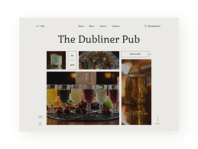 Bar / Restaurant Website Page bar branding comosition design food mainpage minimal page restaurant typography ui ux web website