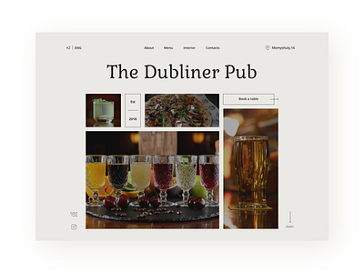 Bar / Restaurant Website Page bar branding comosition design food mainpage minimal page restaurant typography ui ux web website