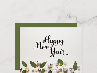 Elegant Modern Happy New Year Holiday Postcard 2023 card design elegant green greeting card happy new year holiday joy minimalist modern new year postcard white wishes zazzle