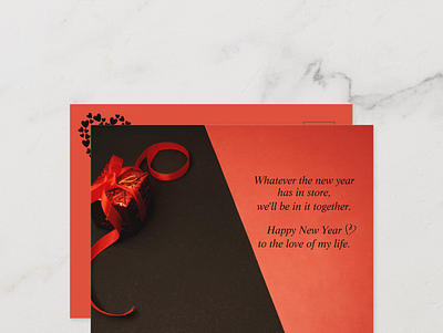 Elegant Love Happy New Year Postcard 2023 black card couple design elegant happy new year heart holiday joy love new year postcard postcard design red wishes