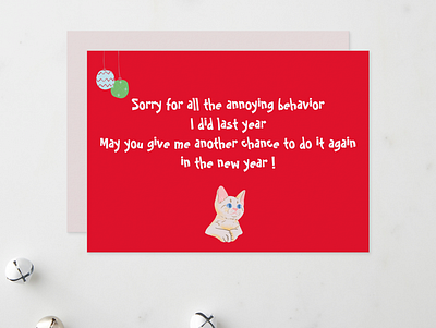 Funny cute cat new year wishes holiday card 2023 card cat cute animal cute cat design funny happy new year holiday joy new year postcard postcard design red stationery zazzle