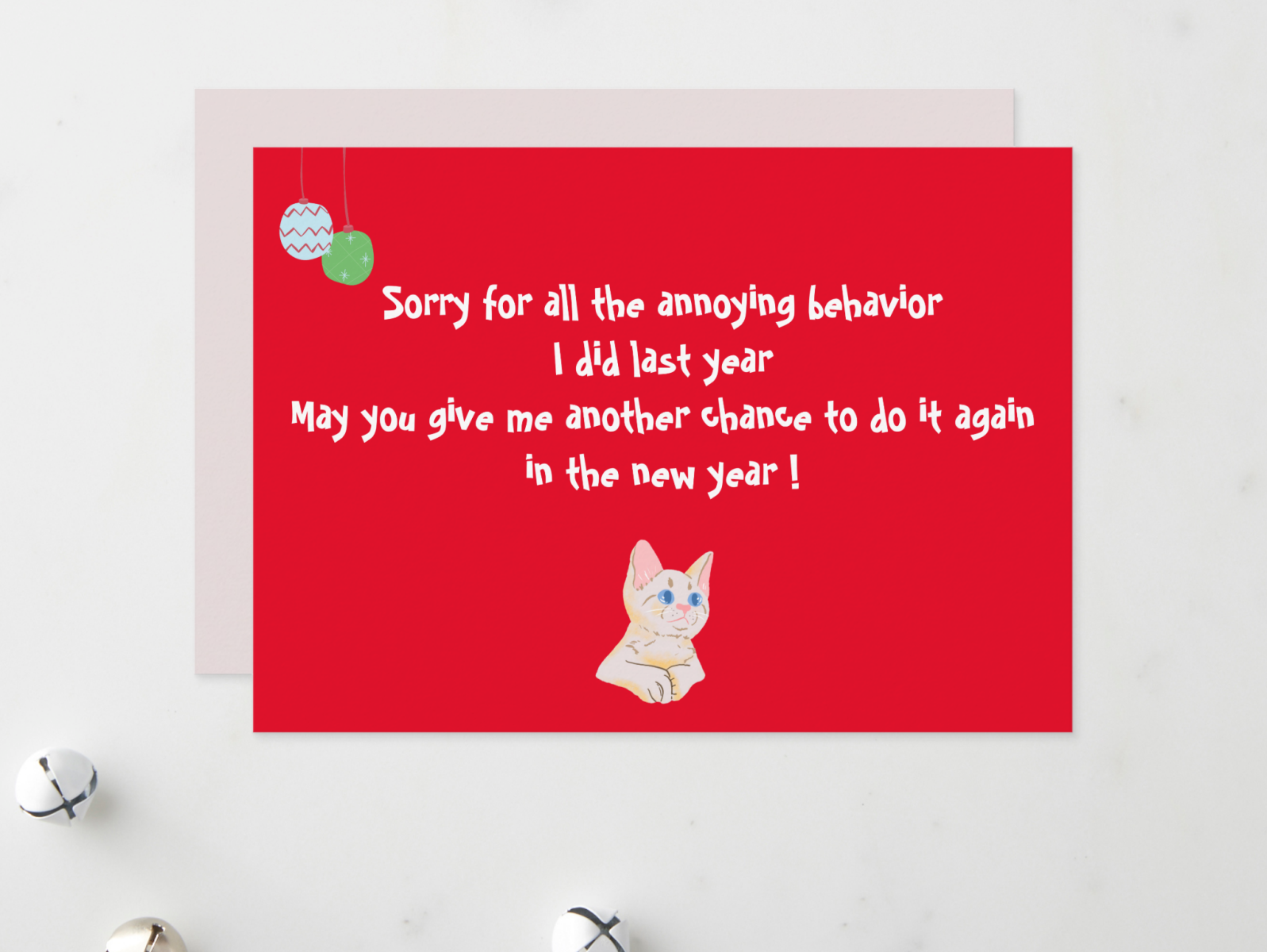 Funny cute cat new year wishes holiday card by Sarra Louzri on Dribbble