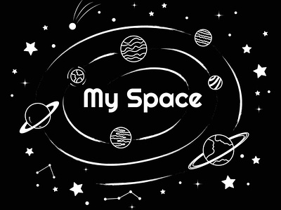 My space adobe illustrator black hole constellation doodle galaxy graphic design my space my world nasa need space outer space planet earth planets shining shooting star sparkling stars universe vector