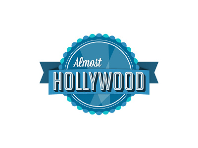 Almost Hollywood logo concept badge blue hollywood illustration logo seal
