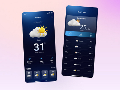 Weather App 3d app application interface mobile ui ui design ux uxui weather