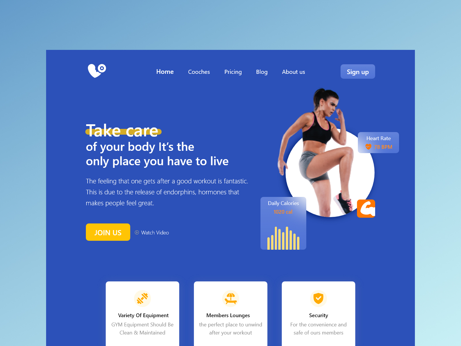 Fitness Landing page by Seba Atallah on Dribbble