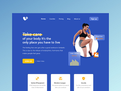 Fitness Landing page cardio design exercise fitness gym healthy landing page muscle popular sport ui workout yoga