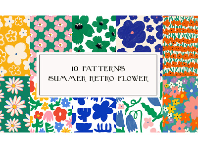 Summer Retro Flower Pattern design graphic design illustration pattern vector