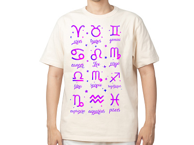 12 Zodiac Signs T-shirt Design