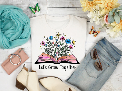 Let's Grow Together T-shirt Design best t shirt custom t shirt design funny t shirt graphic design hand drawn lets grow t shirt design vector