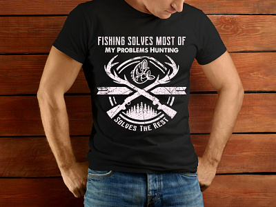 Fish Hunting T-shirt Design best hunting t shirt design best t shirt custom t shirt deer hunt design funny t shirt hand drawn hunt illustration t shirt design vector