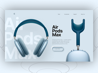 Concept Apple Air Pods Max apple creative design digital figma homepage interface landing landing page minimalism site ui uidesign uiux ux uxdesign web web design webdesign website