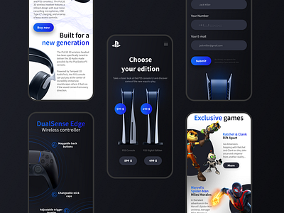 Sony PlayStation 5 mobile version design figma game gamedesign gaming homepage interface landing landing page mobile mobile site playstation playstation5 ps5 sony ui ui ux ux web website