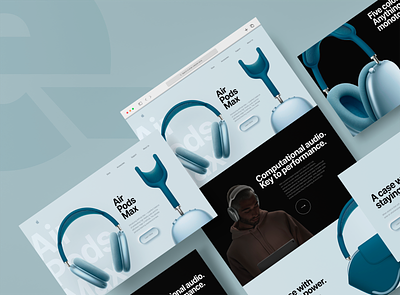 Apple Air Pods Max concept aipods max airpodmax airpods apple clean design figma flat headphones interface minimal photoshop product product page shop shopping ui ux web website