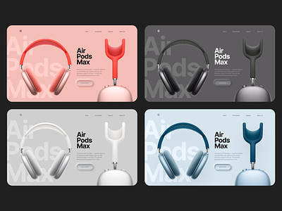 Apple AirPods Max concept aipods max airpodmax airpods apple clean design figma flat headphones interface minimal photoshop product product page shop shopping ui ux web website