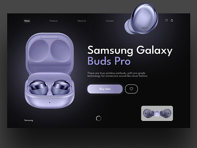 Samsung Galaxy Buds Pro landing page clean design ecommerce figma flat galaxy galaxy bads headphones interface minimal photoshop product product page samsung shop shopping ui ux web website