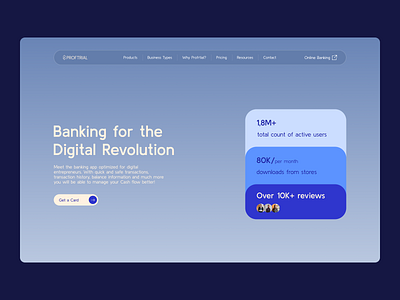 Landing page for the banking service