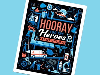 hooray for the heroes and helpers bravery coronavirus covid 19 essential workers front lines gratitude illustration people thankyou