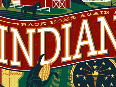 Back Home Again in Indiana illustration indiana poster