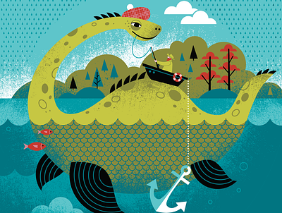 Nessie adventure childrens illustration kids legend licensing loch ness monster pattern scotland texture toy