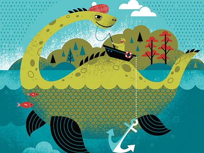 Nessie adventure childrens illustration kids legend licensing loch ness monster pattern scotland texture toy