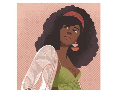 Foxy lady #1 afro beauty clothing fashion illustration model modern pattern peach portrait surface design woman